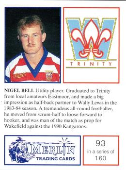 1991 Merlin Rugby League #93 Nigel Bell Back